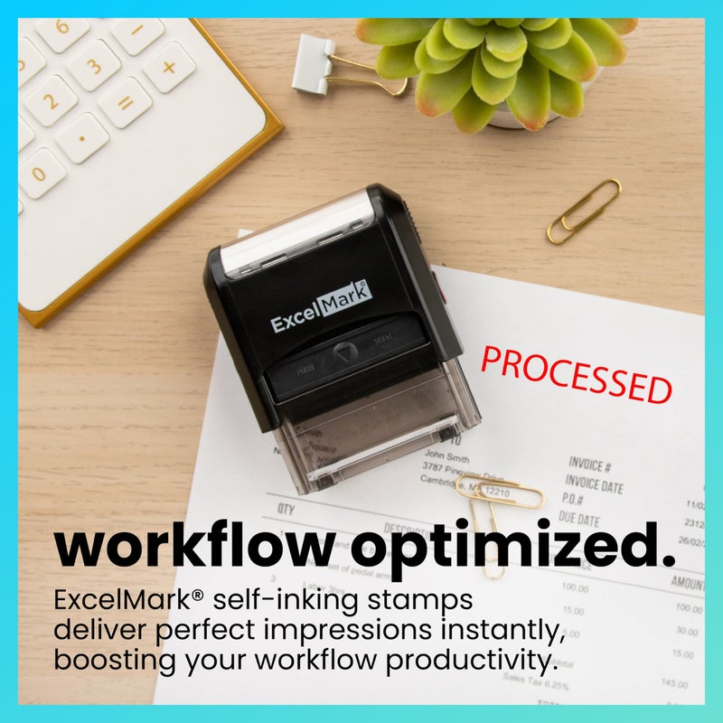 ExcelMark Processed Self Inking Rubber Stamp - Red Ink (A1539) - Image 3